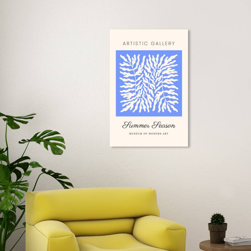 Wynwood Studio Canvas Floral and Botanical Artistic Gallery Summer Poster Blue Modern & Contemporary Wall Art Canvas Print