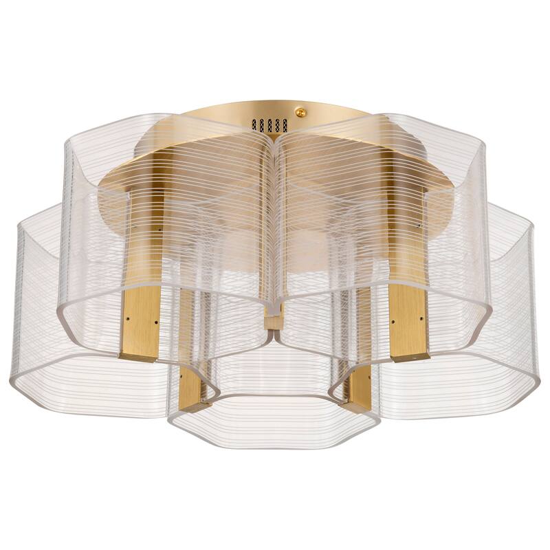 Kenzo LED 5 Light Flush Mount Vintage Brass Finish Light Guide Panel - Polished Anodized Bronze