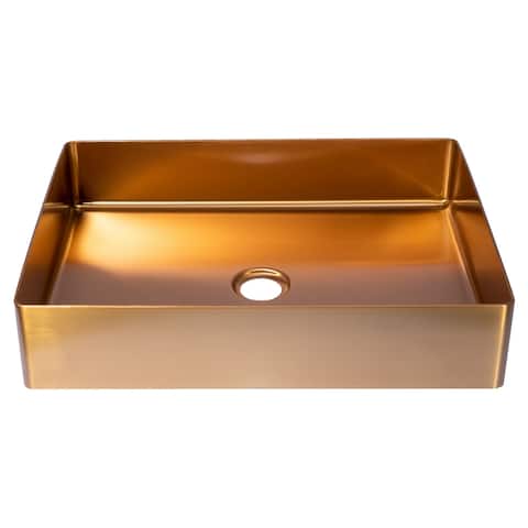 Rectangular Stainless Steel Sink in Rose Gold with Drain