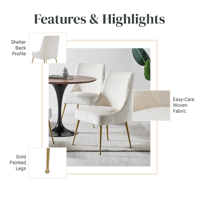 NPD Furniture Cedric KD Fabric Dining Side Chair Gold Legs (Set of 2)