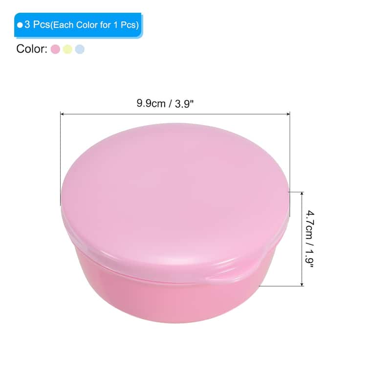 Travel Soap Container, 3 Pack Round Soap Holder Case - Pink Green Blue