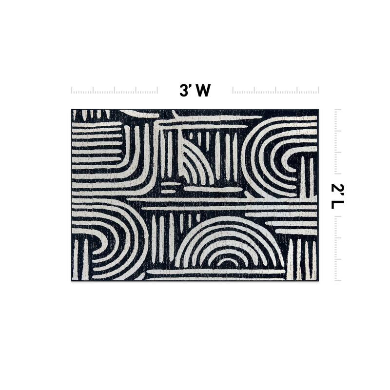 Contemporary Black Ivory Gray Area Rug, Stylish for Any Room