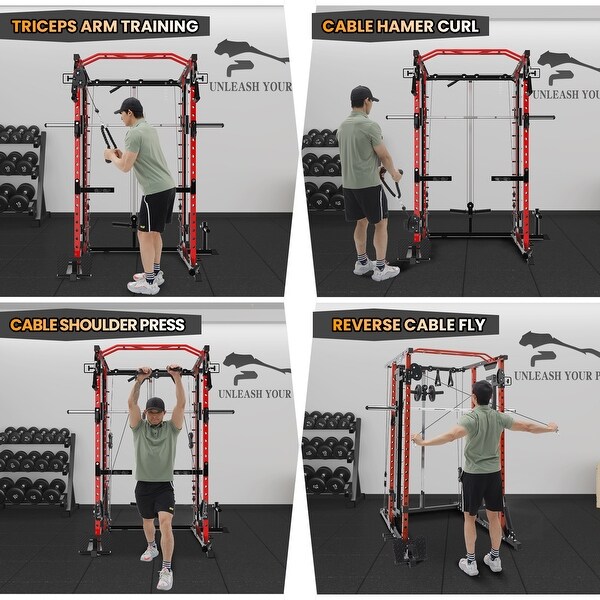 Power Cage with Smith Bar,Power Rack with Cable Crossover System