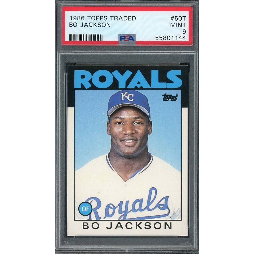 Bo Jackson 1986 Topps Traded Baseball Rookie Card #50T Graded PSA 9 - 8'6" x 11'6"
