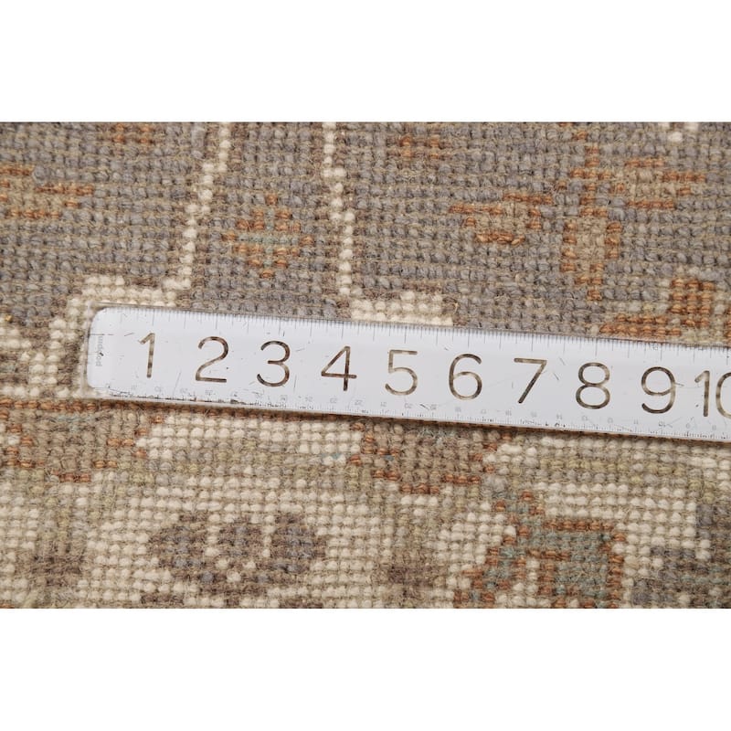 Gray Oushak Indian Runner Rug Hand-Knotted Floral Wool Carpet - 2'6"x 11'8"
