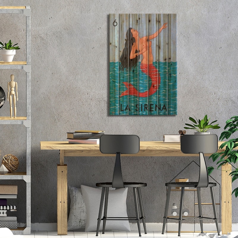 La Sirena Print On Wood by Holly Wood - Multi-Color
