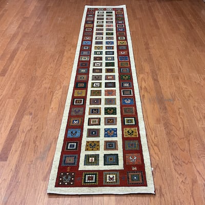 HERAT ORIENTAL Hand-knotted Indo Gabbeh Wool Runner - 2'6" x 12'