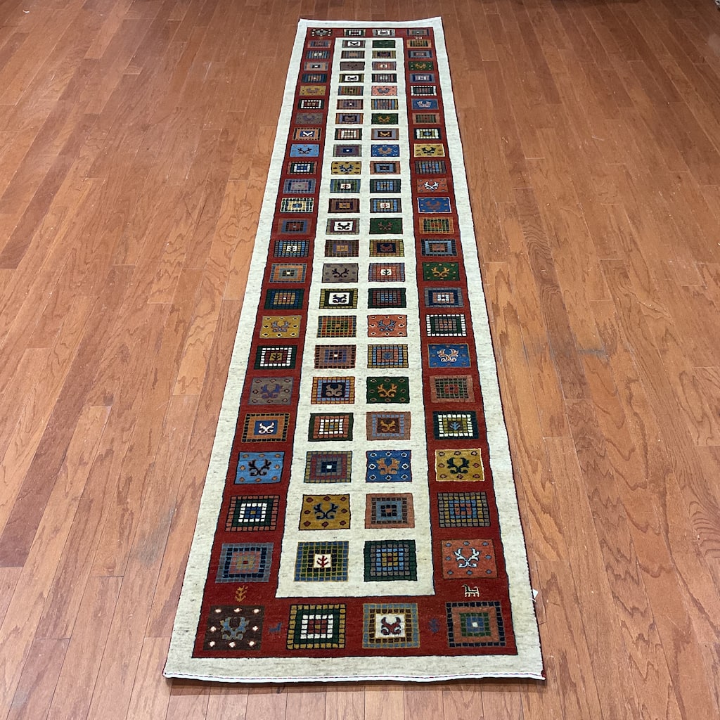 HERAT ORIENTAL Hand-knotted Indo Gabbeh Wool Runner - 2'6" x 12'