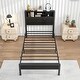 preview thumbnail 9 of 9, Twin Size Metal Platform Bed with Storage Headboard and Charging Station