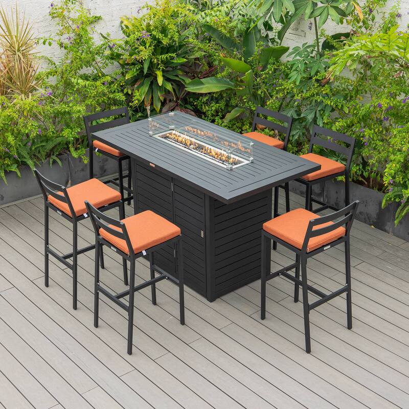 Chelsea Patio Bar Stool in Powder-Coated Aluminum Frame with Removable Cushion