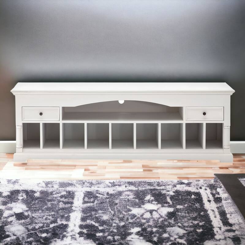 HomeRoots 71" Classic White And White Solid Console Table With Storage - 70.87