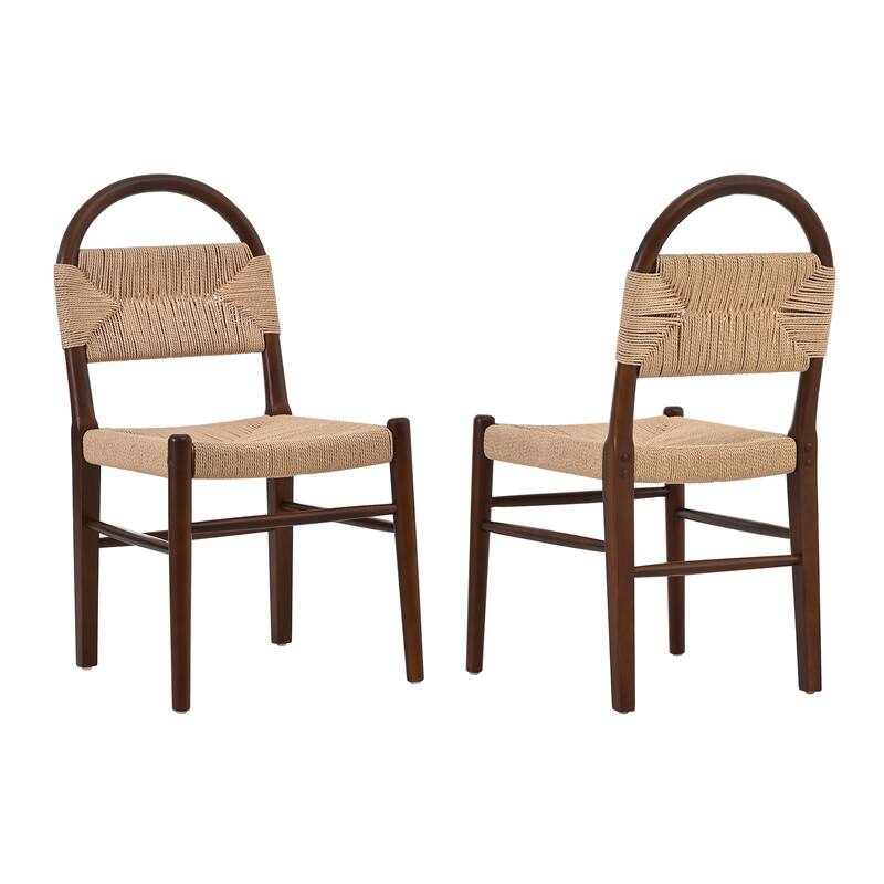 Christopher Knight Home - Modern Solid Ruberwood Dining Chair Set with Handwoven Paper Rope Seat and Back