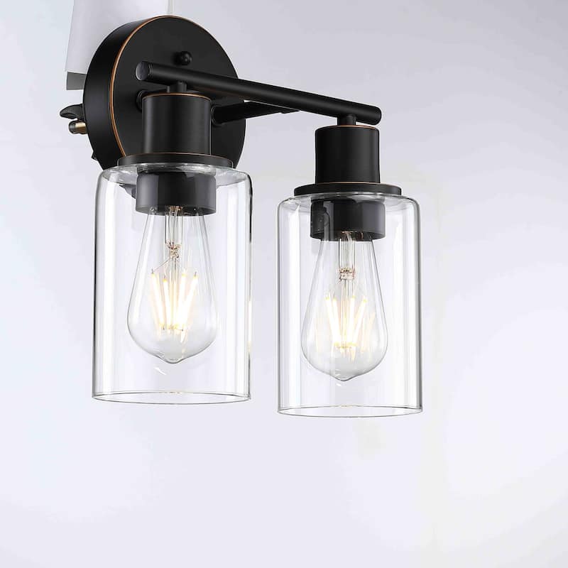 2-Light Dimmable Bathroom Vanity Light With Glass Shade