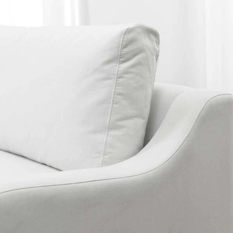 KINWELL 3-Seater Linen Upholstered Deep Seat Sofa with Flippable Cushions, 90"W