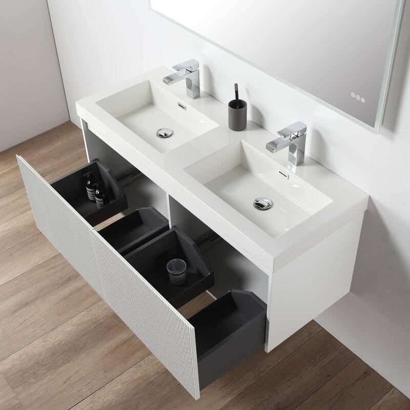 Blossom Positano 48" Floating Double Sink Vanity with Acrylic Top