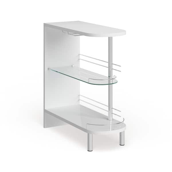 slide 2 of 5, Coaster Furniture Adolfo Glossy White and Clear 3-tier Bar Table White