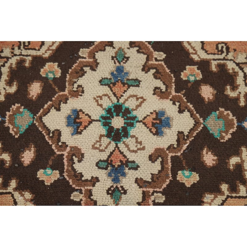 Orange Floral Hamedan Persian Area Rug Hand-Knotted Wool Carpet - 8'6" x 11'11"