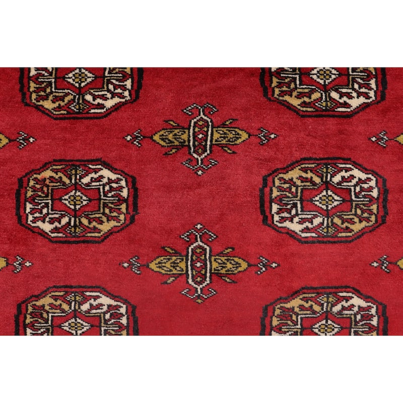 Tribal Bokhara Pollard Red/Beige Hand Knotted Wool Rug - 3'11'' x 5'9''