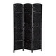 preview thumbnail 10 of 15, HomCom 6' Tall Wicker Weave Three Panel Room Divider Privacy Screen - Black Wood