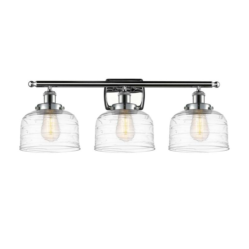 Innovations Lighting Ballston Urban Bell - 3 Light 28" Bath Vanity Light - Polished Chrome/Clear Deco Swirl