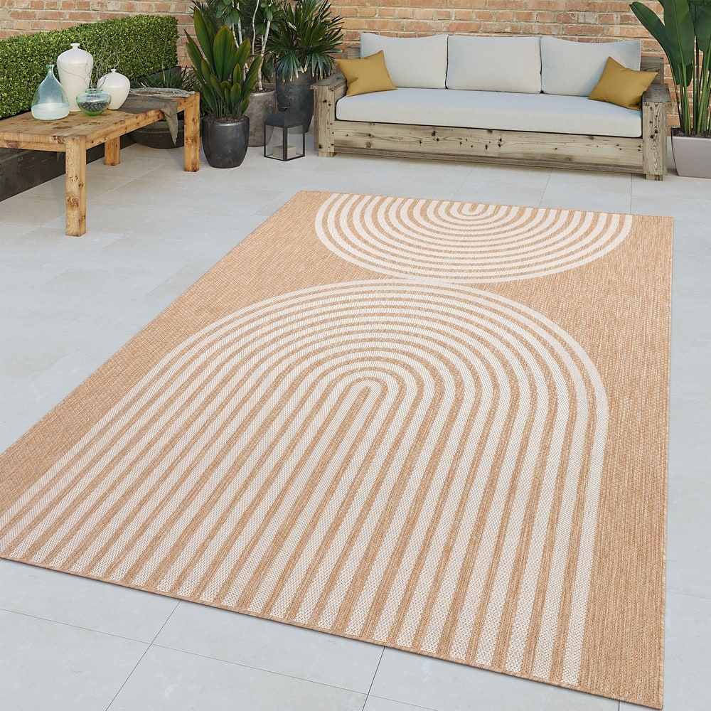 Modern Indoor & Outdoor Rug with Boho Line Pattern