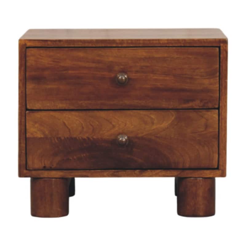 Artisan Furniture Solid Wood Tula 2 Drawer Chestnut Nightstand, Brown with 2 Drawers - N/A - Brown