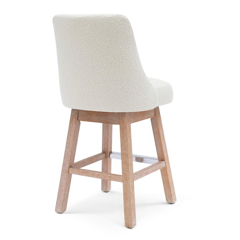 Boucle Polyester Upholstered Swivel Counter Stool - Foot Glides (Set of 2)