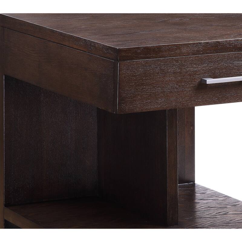 Wooden End Table with 1 Drawer, Brown
