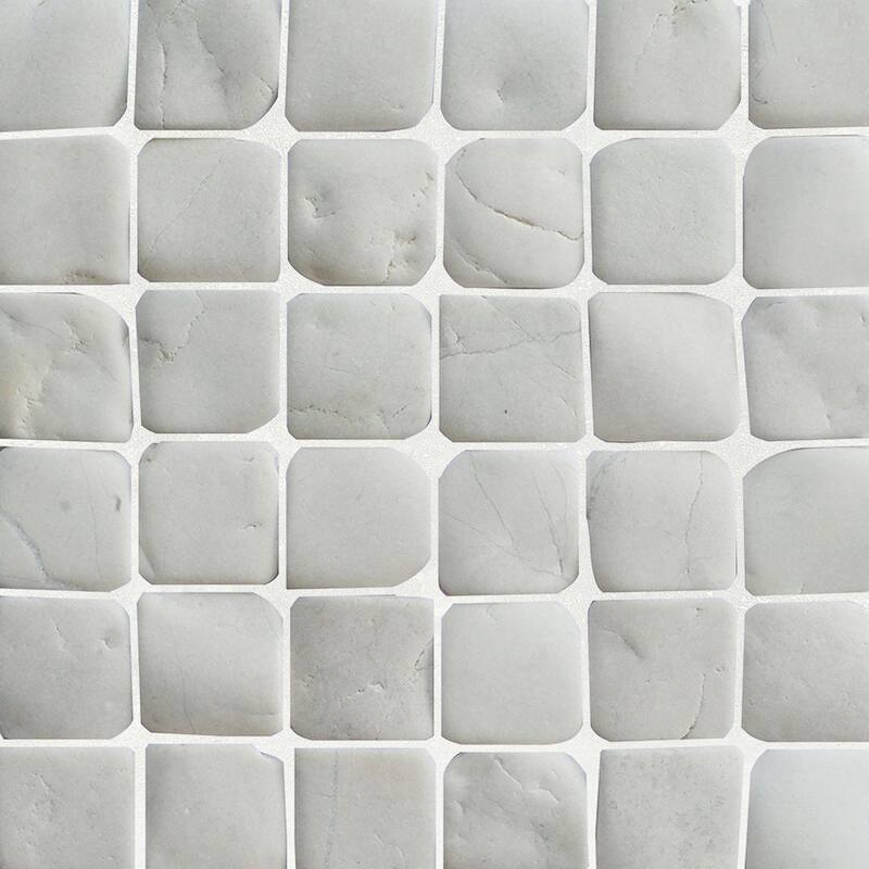 Molar 5 White Pebble Mosaic Tiles for Backsplash Kitchen and Bathroom Wall (12" X 12") 5 tiles per case - Case (5 Tiles)