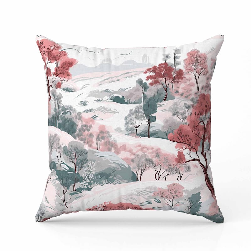 Leaf Magic Stories Faux Suede Reversible Throw Pillow Pink and Green