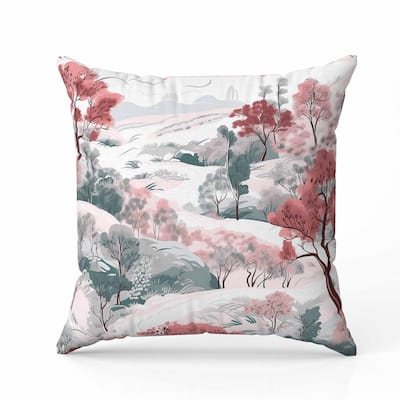 Leaf Magic Stories Faux Suede Reversible Throw Pillow Pink and Green