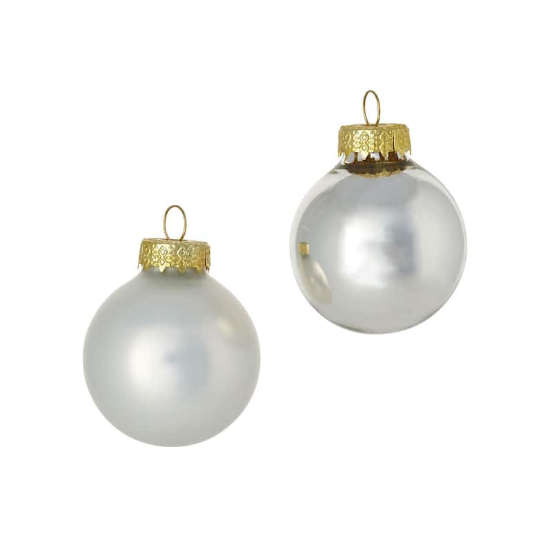 12ct Silver 2-Finish Glass Christmas Ball Ornaments 2.75" (70mm)