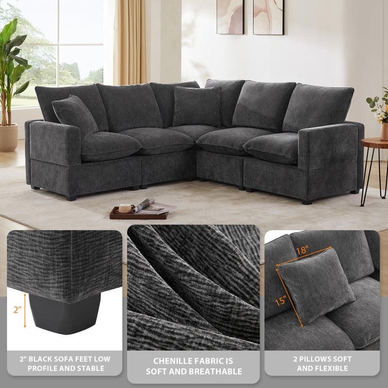 Modern Chenille Multi-Seat Sectional Sofa