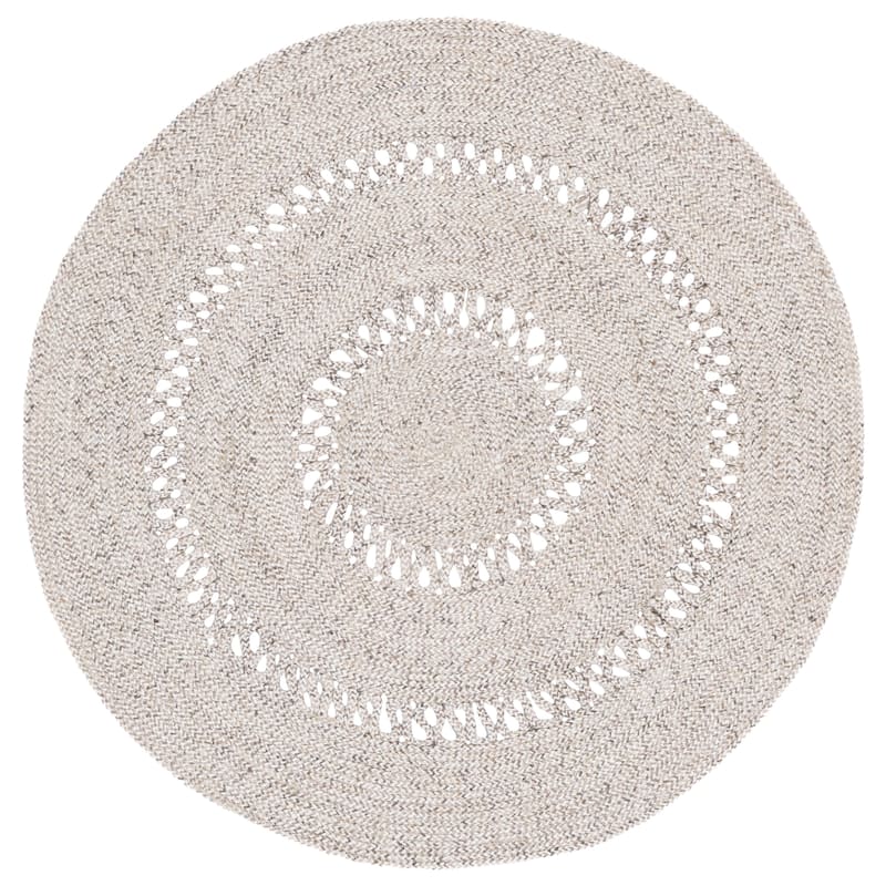 SAFAVIEH Handmade Braided Itala Wool Rug - 3' Round - Grey/Silver
