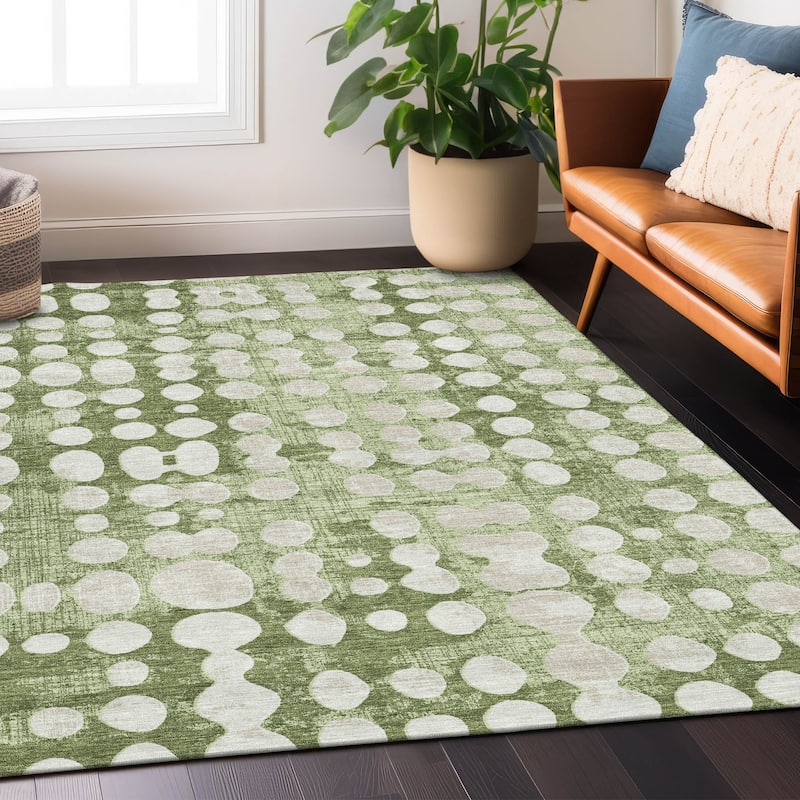 Machine Washable Indoor/ Outdoor Chantille Abstract Dots Rug