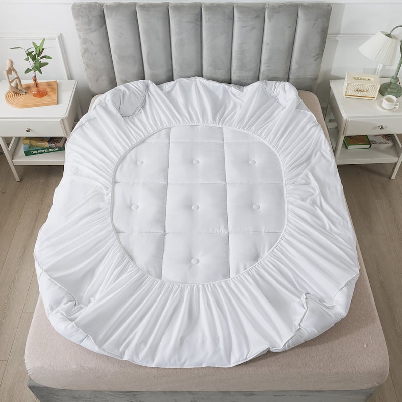 Royal Velvet Button Stitch Stain Restistant Mattress Pad - White
