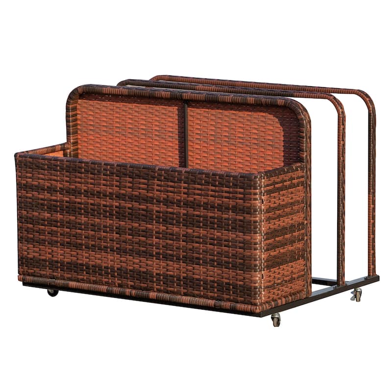 Outsunny Patio Wicker Pool Float Storage Basket - Mixed Brown
