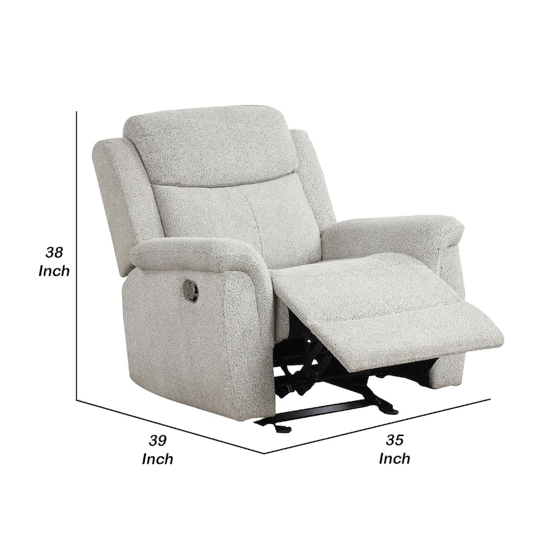 Becy Manual Glider Recliner Chair, Padded Track Arms, Light Gray