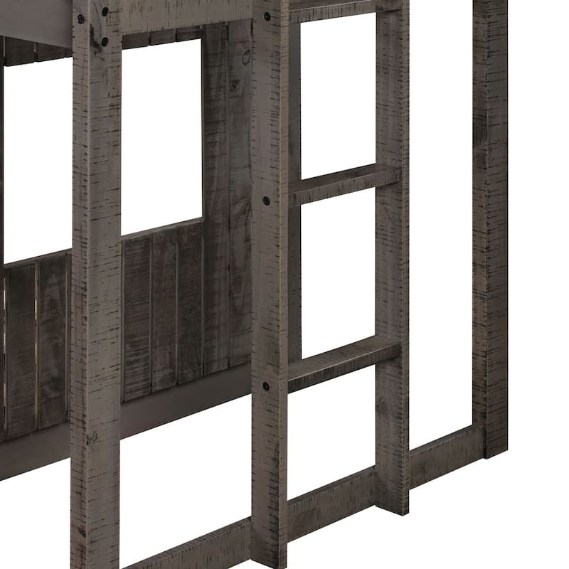 Twin over Full Wooden Bunk Bed, Playhouse Design