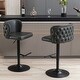 preview thumbnail 12 of 47, Modern PU Upholstered Bar Stools Set of 2, Adjustable Seat Height Swivel Bar Chair, Tufted Backrest Rivet Decorative Bar Stool