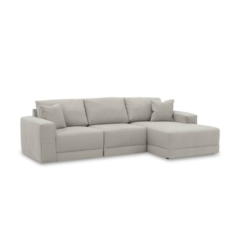 Signature Design by Ashley Next-Gen Gaucho Light Gray 3-Piece Sectional Sofa with Chaise - 113" W x 68" D x 36" H