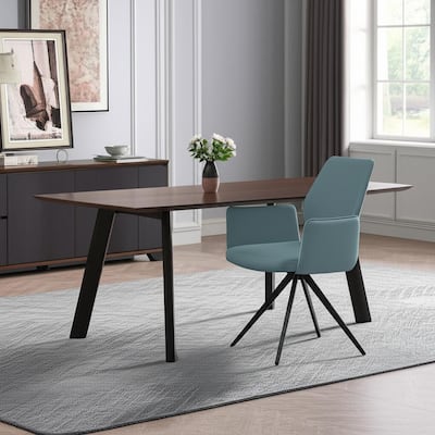 HomeRoots Light Blue and Black Upholstered Leather Dining Side Chair - 24.00 in. x 34.00 in. x 24.00 in.