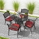 preview thumbnail 22 of 22, NUU GARDEN Cast Aluminum Outdoor Round Dining Set with Free Cushions Red