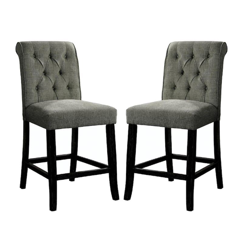 Set of 2 Padded Chenille Dining Chairs - Gray