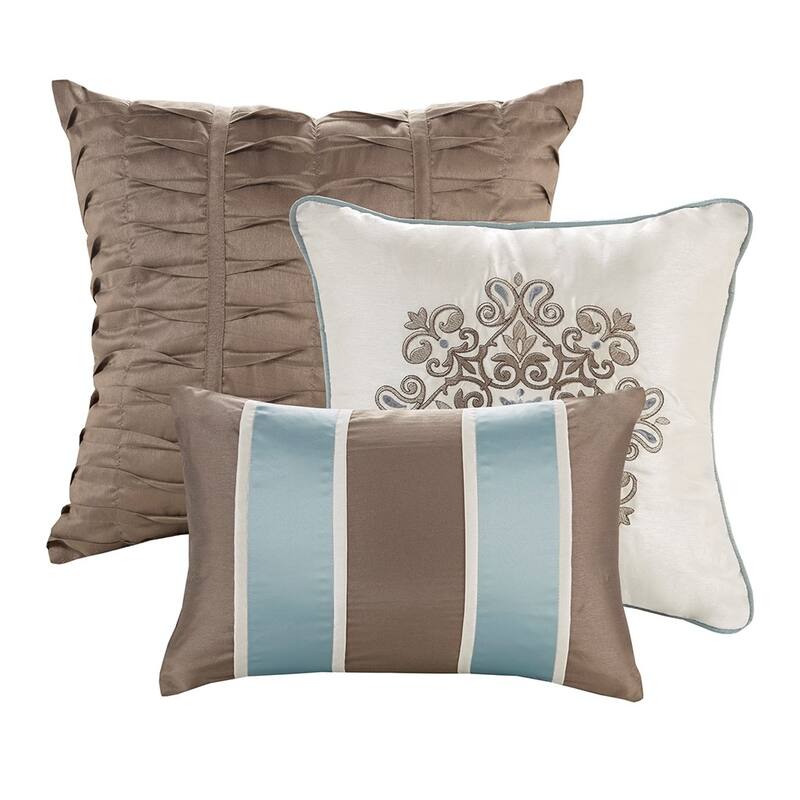GDF Studio - Caroline 7-Piece Jacquard Comforter Set with Decorative Pillows