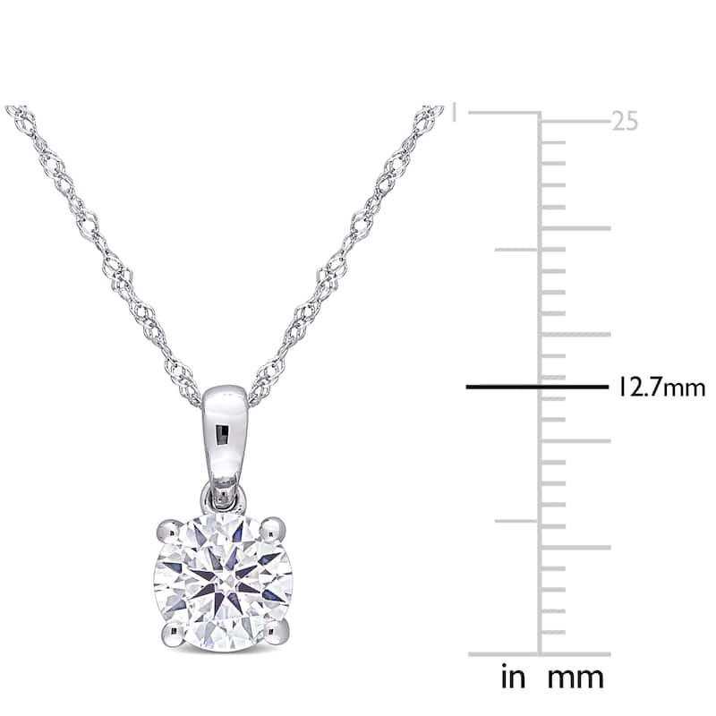 Miadora 1ct DEW Moissanite Solitaire Drop Necklace in 10k White Gold - 12.7 mm x 17 in x 6.5 mm