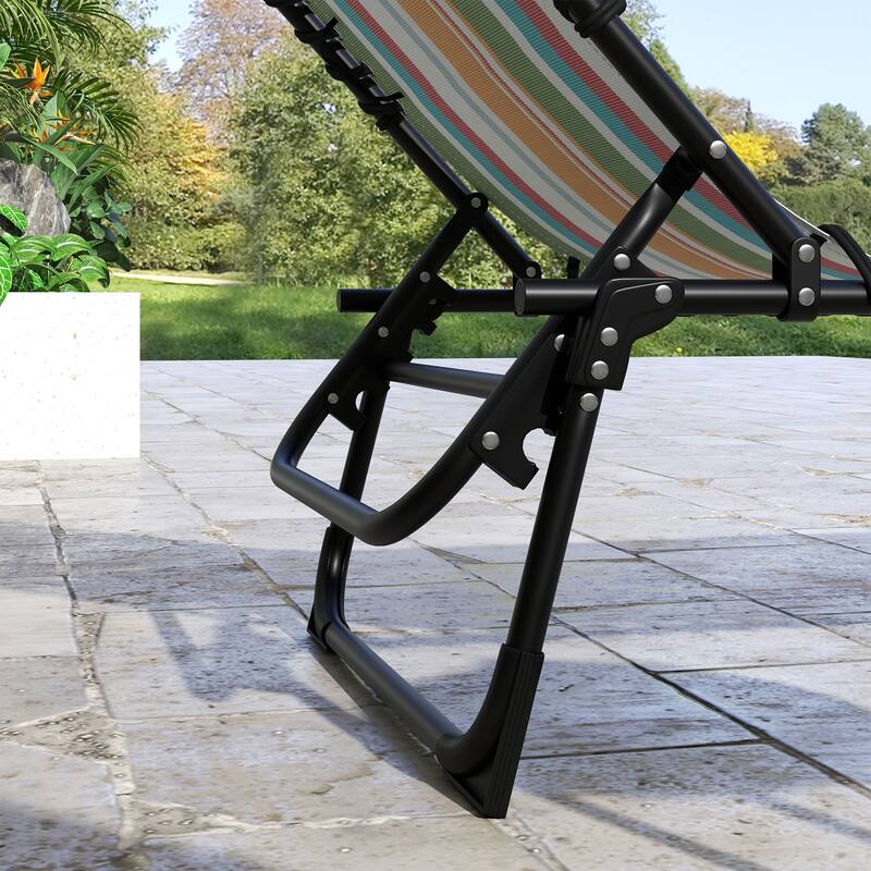 Outsunny Folding Chaise Lounge Chair Set of 2, Patio Sun Tanning Chair, Outdoor Chaise Lounger with 4-Position Reclining Back