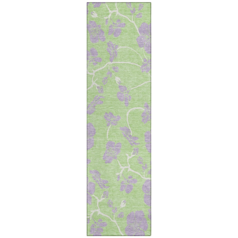 Machine Washable Indoor/ Outdoor Floral Zen Chantille Rug