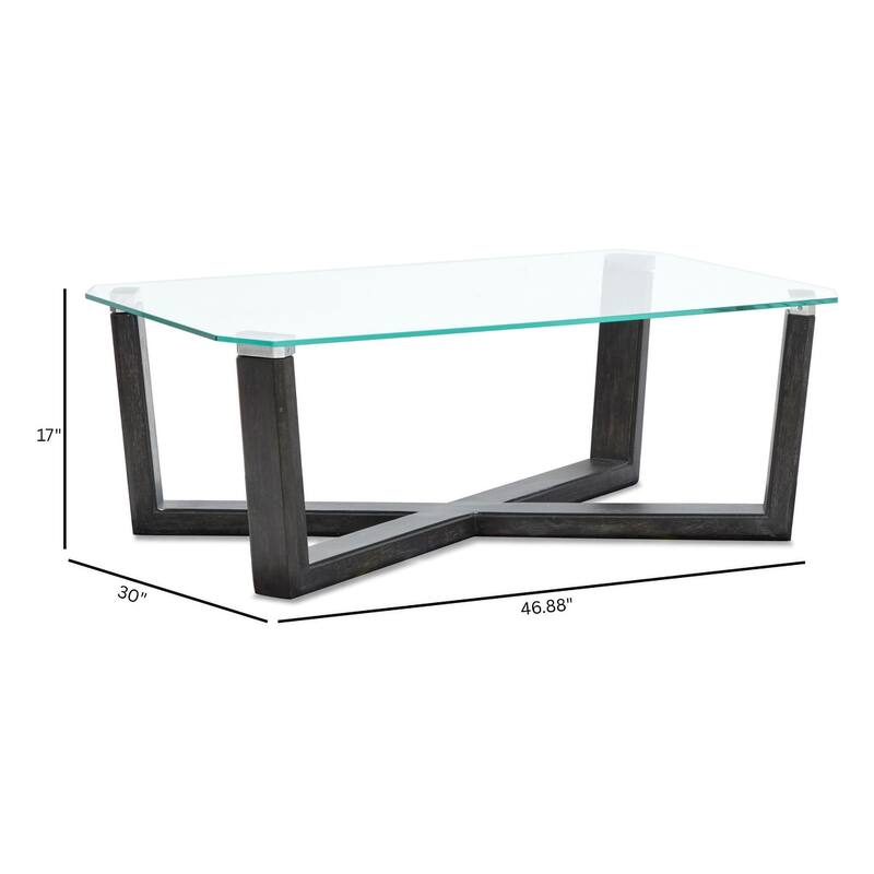 Magnussen Home Wexler Black Truffle And Clear Glass Rectangular Cocktail Table - 46.88''W x 30''D x 17''H