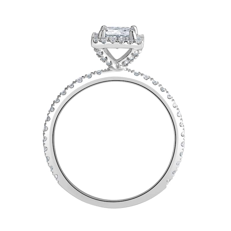 Auriya 14k-White Gold Lab Grown Halo-Princess Diamond Engagement Ring 1.00 ct. tw. (E-F VS)